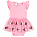 Football Sequin Short Sleeve Tutu Bodysuit