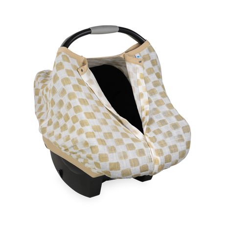 Cotton Muslin Car Seat Canopy - Adobe Checker - HoneyBug 