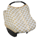 Cotton Muslin Car Seat Canopy - Adobe Checker - HoneyBug 