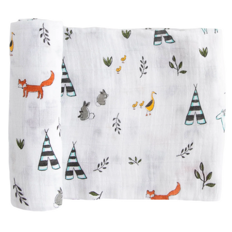 Cotton Muslin Swaddle Blanket - Forest Friends - HoneyBug 