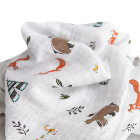 Cotton Muslin Swaddle Blanket - Forest Friends - HoneyBug 