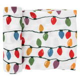 Cotton Muslin Swaddle Blanket - Christmas Bulbs - HoneyBug 