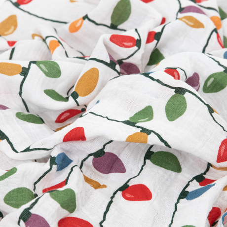 Cotton Muslin Swaddle Blanket - Christmas Bulbs