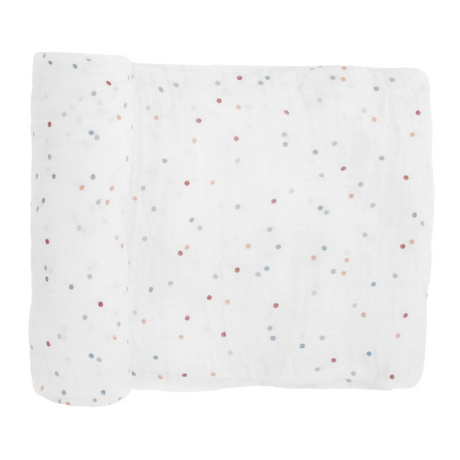 Cotton Muslin Swaddle Blanket - Dots - HoneyBug 