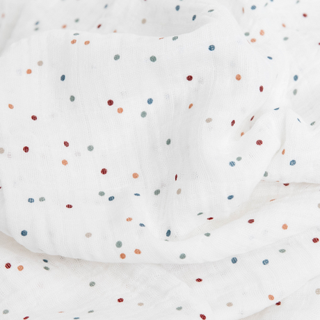 Cotton Muslin Swaddle Blanket - Dots - HoneyBug 