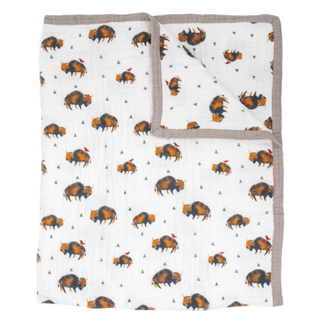 Cotton Muslin Quilted Throw - Bison - HoneyBug 