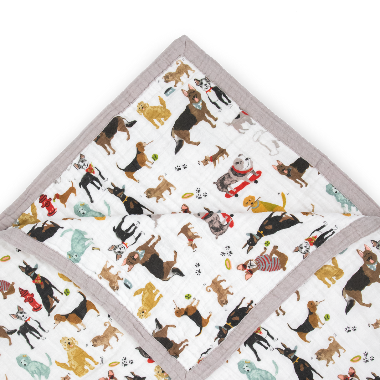 Cotton Muslin Quilted Throw - Woof - HoneyBug 