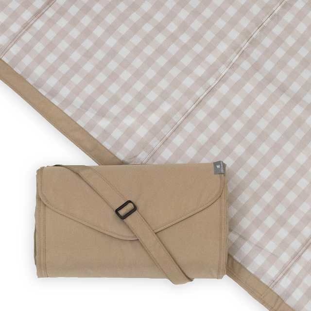 Outdoor Blanket - Beige Buffalo Check - HoneyBug 