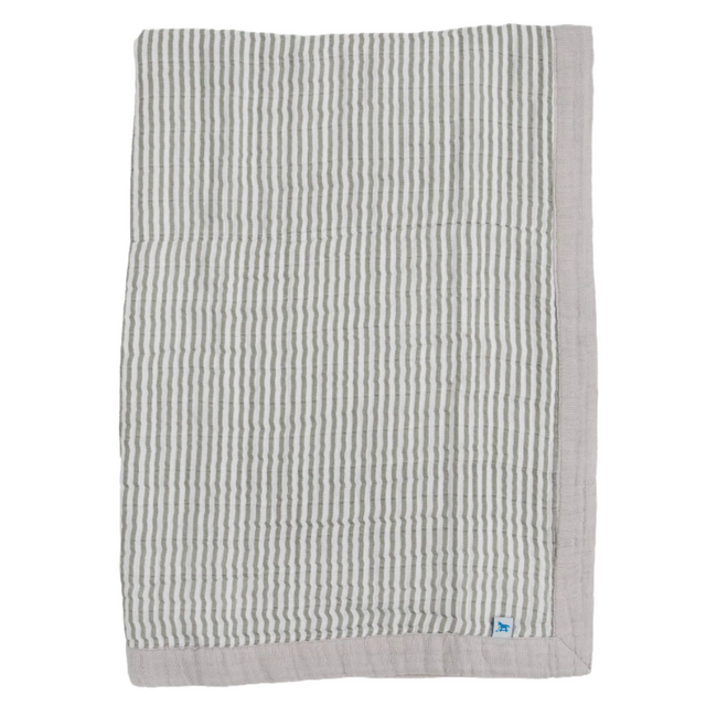 Cotton Muslin Baby Quilt - Grey Stripe - HoneyBug 