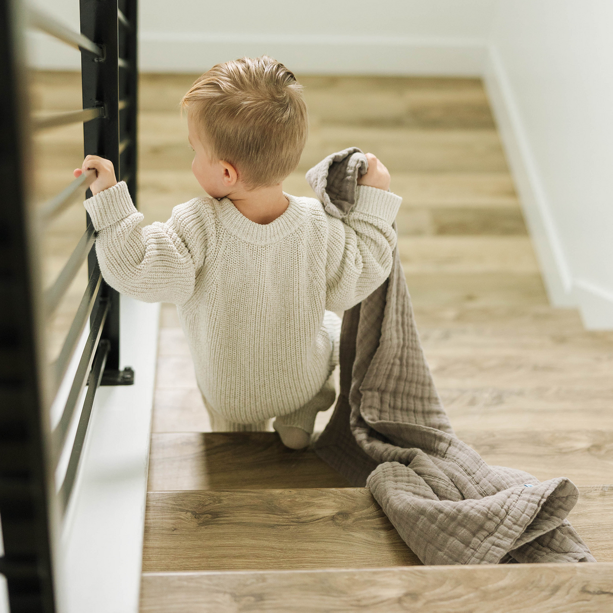 Cotton Muslin Baby Quilt - Mocha - HoneyBug 