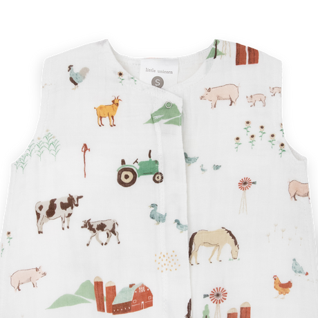 Cotton Muslin Sleep Bag - Farmyard - HoneyBug 