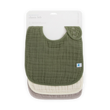 Cotton Muslin Classic Bib 3 Pack - Fern - HoneyBug 