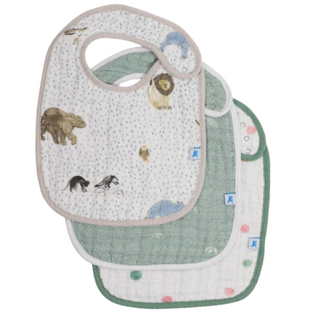 Cotton Muslin Classic Bib 3 Pack - Party Animals - HoneyBug 