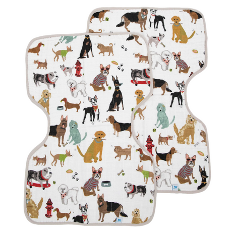 Cotton Muslin Burp Cloth 2 Pack - Woof - HoneyBug 