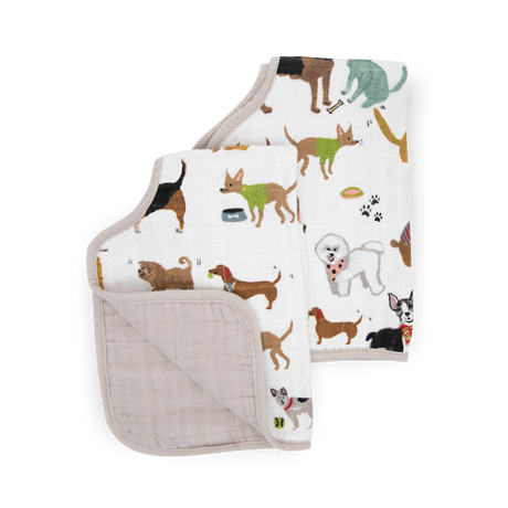 Cotton Muslin Burp Cloth 2 Pack - Woof - HoneyBug 