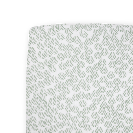 Cotton Muslin Crib Sheet - Leaf Motif - HoneyBug 