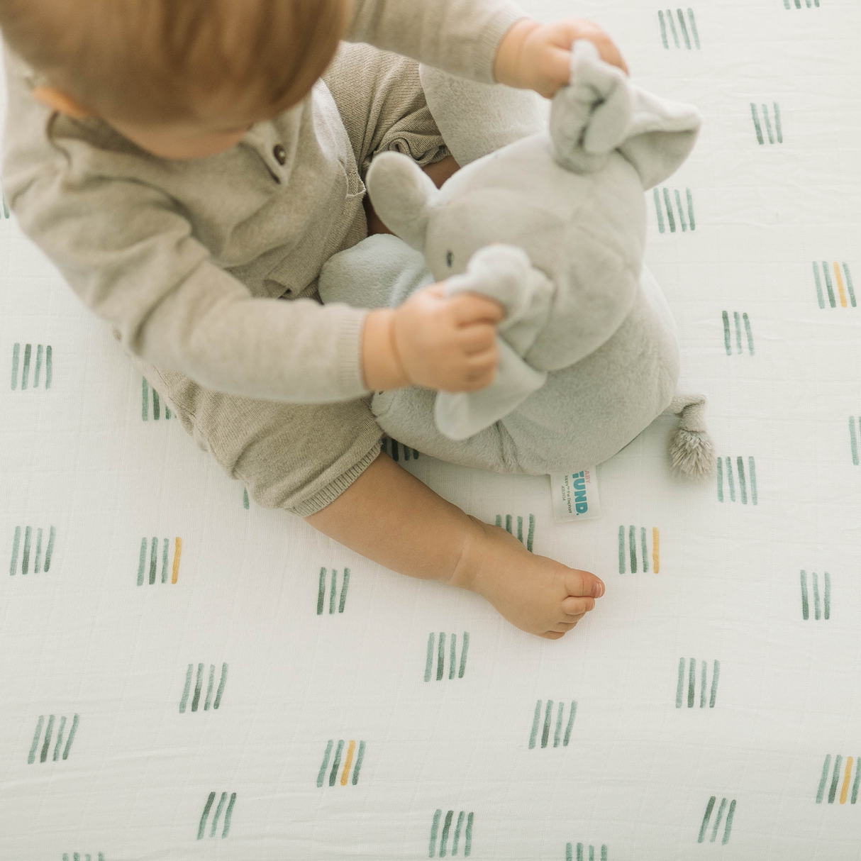 Cotton Muslin Crib Sheet - Blue Stacks - HoneyBug 