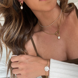 Sheena Dainty Pearl Choker Necklace - HoneyBug 