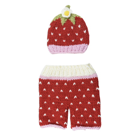 Addie Strawberry Hat and Pant Newborn Set - HoneyBug 