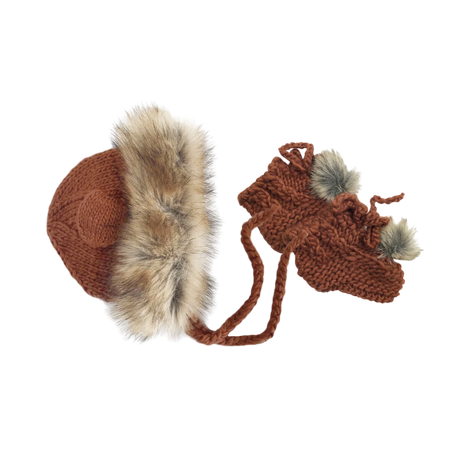 Baby Lion Hat and Booties Set - Cinnamon - HoneyBug 