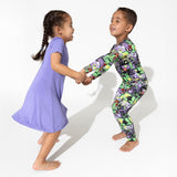 Poppin Purple Bamboo Girls' Short Sleeve Dress - HoneyBug 