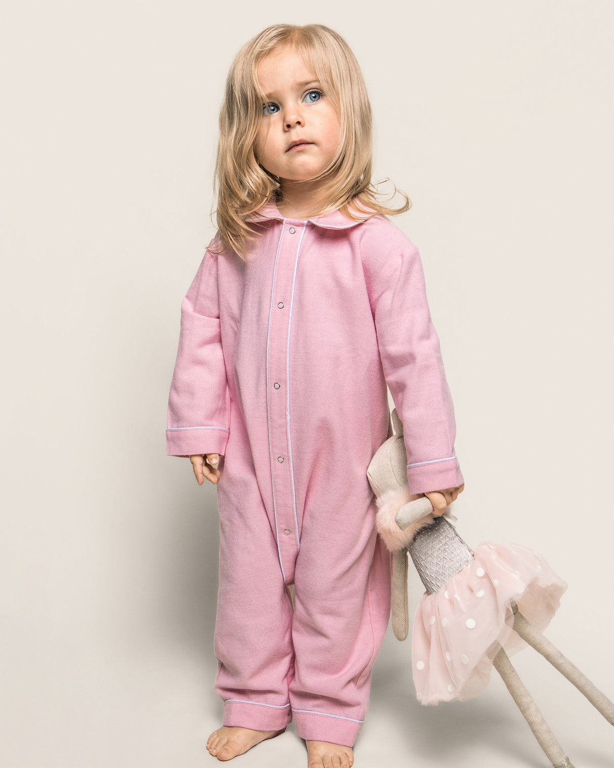 Baby's Flannel Cambridge Romper in Pink