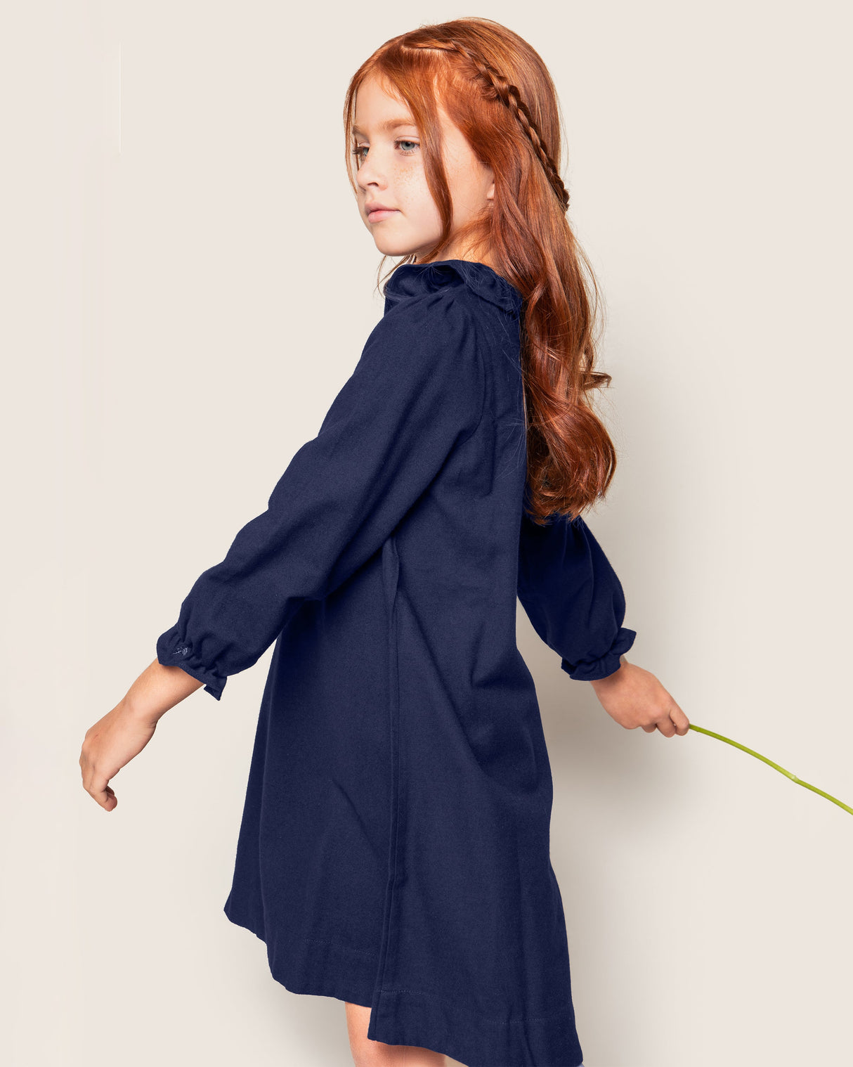 Girl's Flannel Victoria Nightgown in Navy