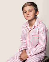 Kid's Twill Pajama Set in Antique Red Ticking