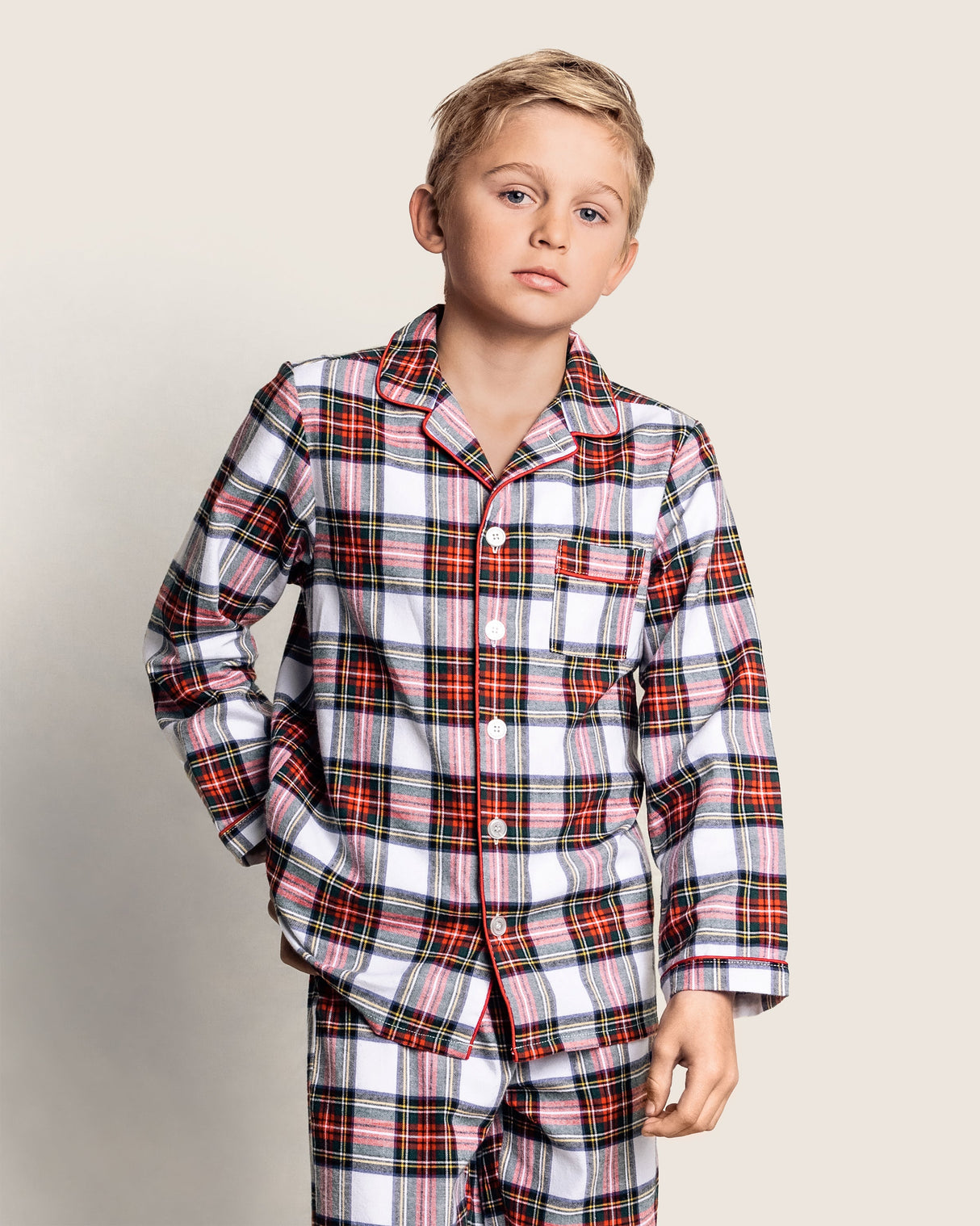 Kid's Brushed Cotton Pajama Set in Balmoral Tartan