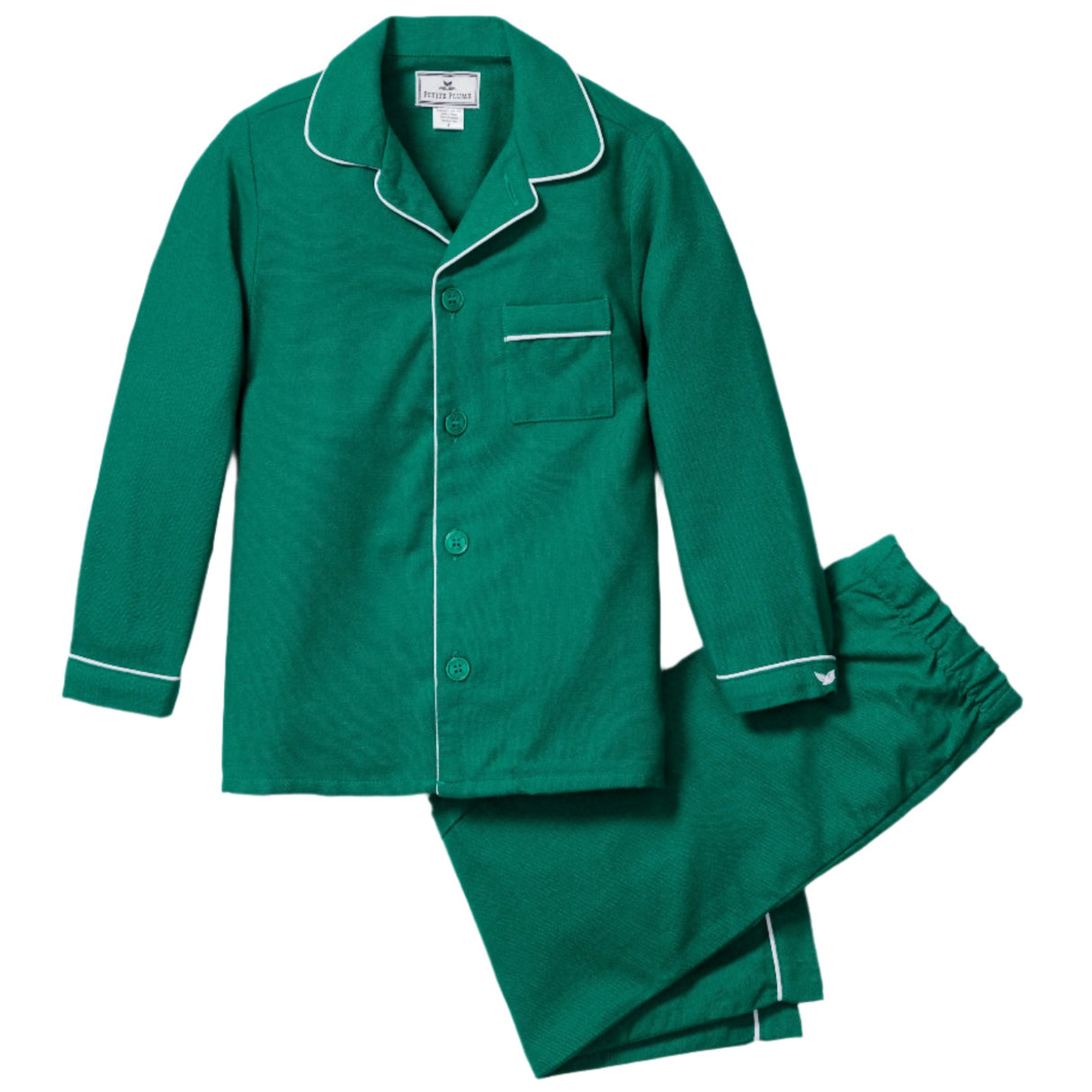 Kid's Flannel Pajama Set in Forest Green