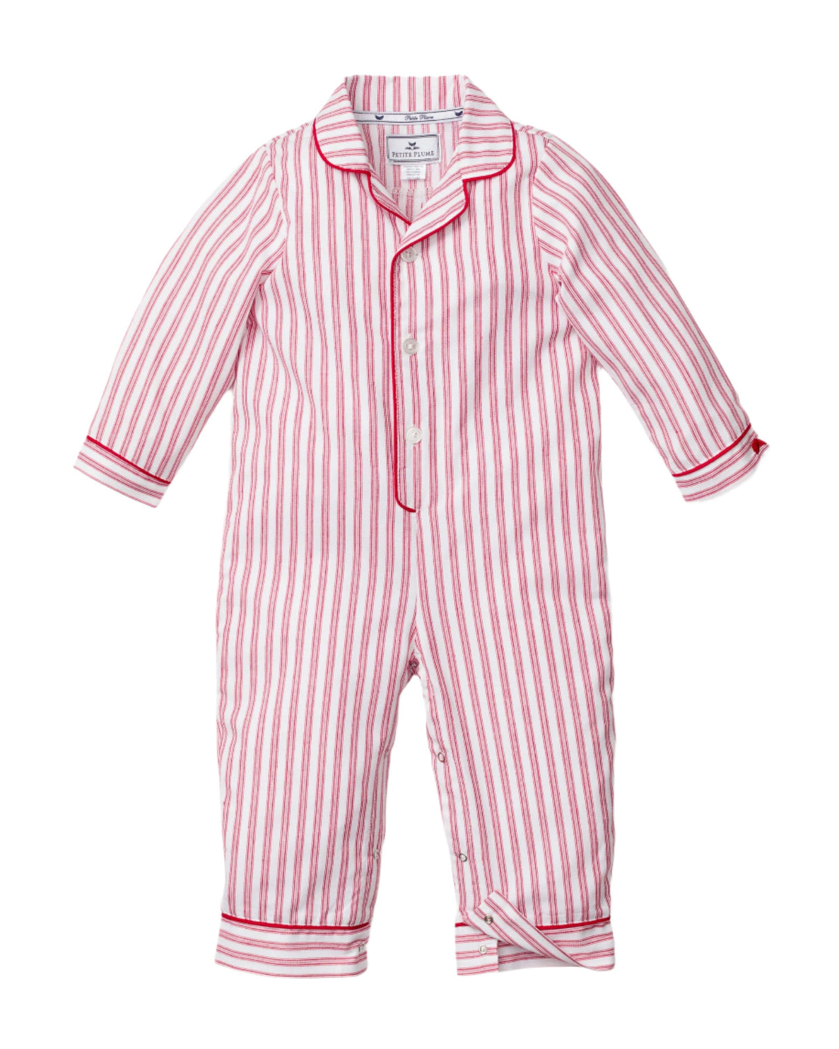 Baby's Twill Romper in Antique Red Ticking