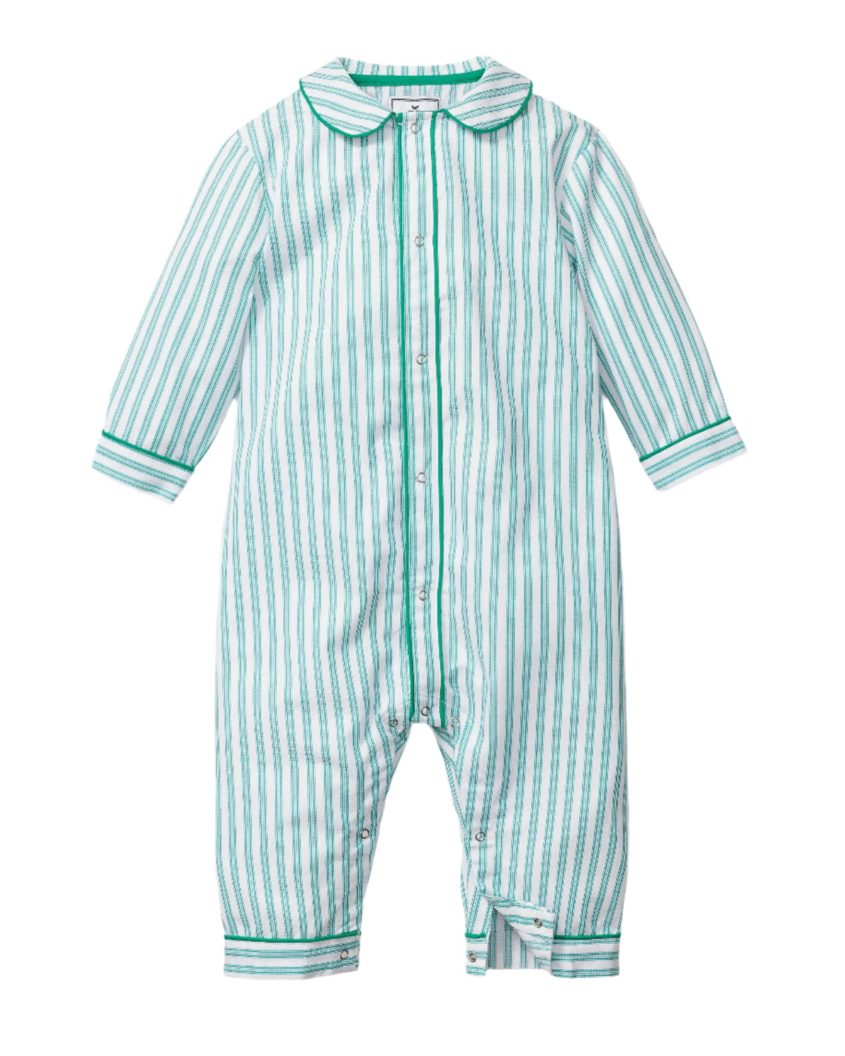 Baby's Twill Romper in Emerald Ticking