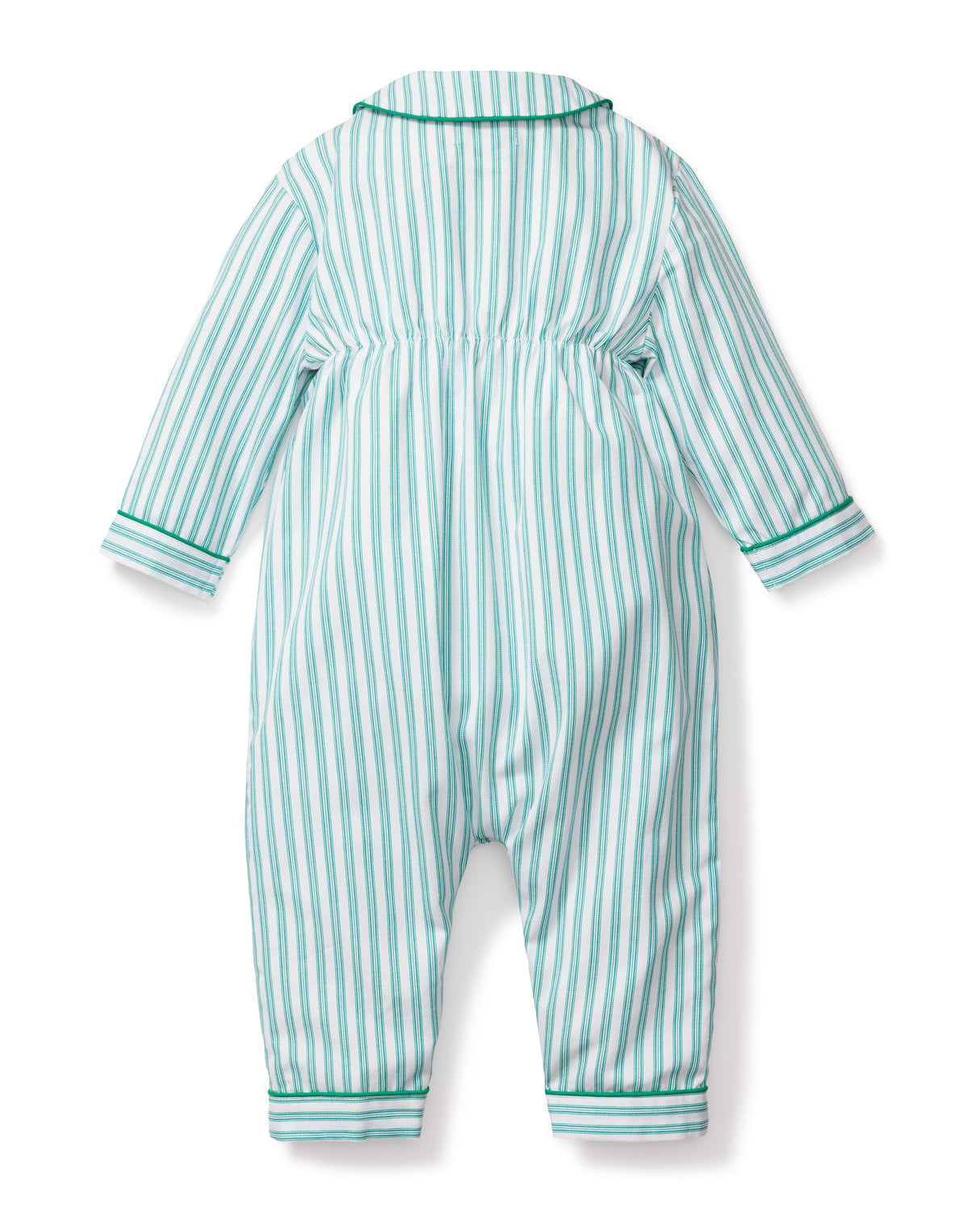 Baby's Twill Romper in Emerald Ticking