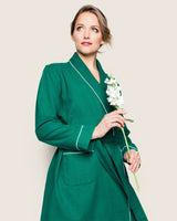 Women's Flannel Robe in Forest Green