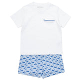 Walker Boys' Short Set - Birthday Cake Blue - HoneyBug 