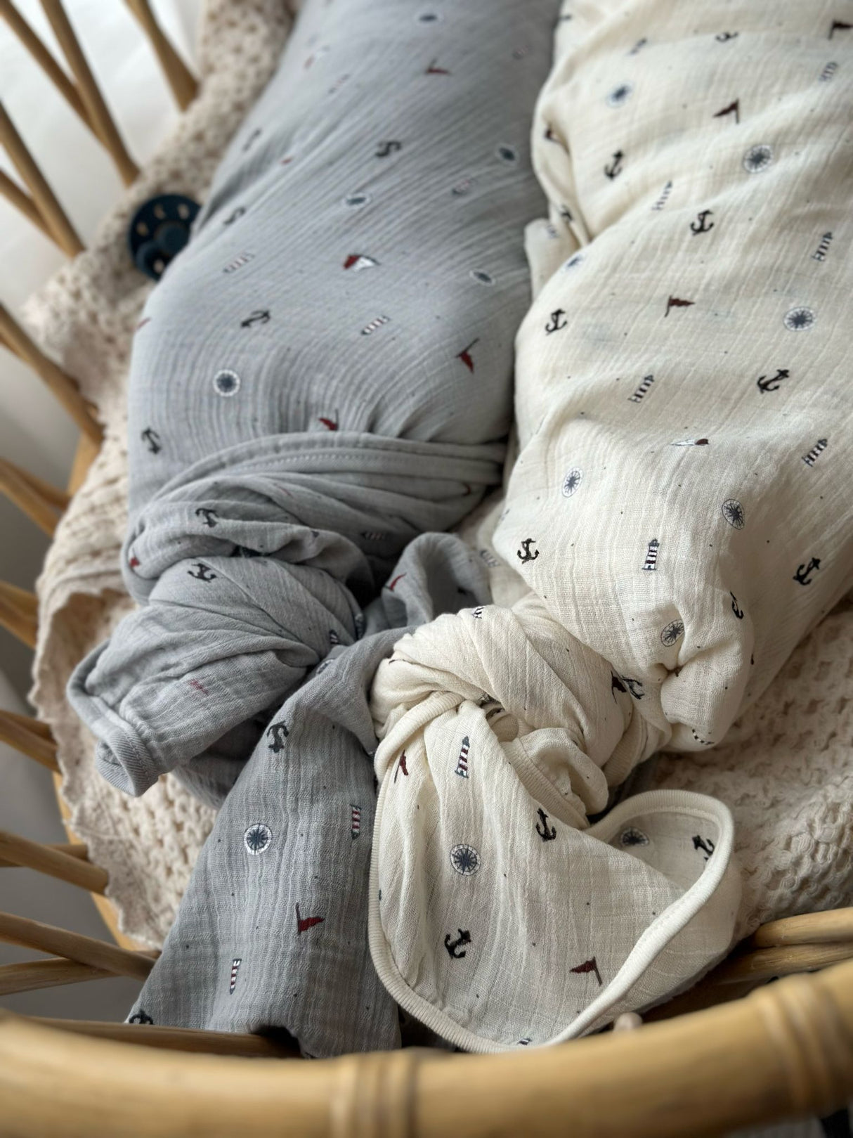 Cotton Muslin Swaddle - Printed Nautical Collection