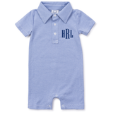 Tripp Boys' Pima Cotton Polo Shortall - Blue Stripes - HoneyBug 