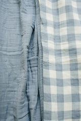 Dusty Blue Gingham Twin Muslin Quilt - HoneyBug 