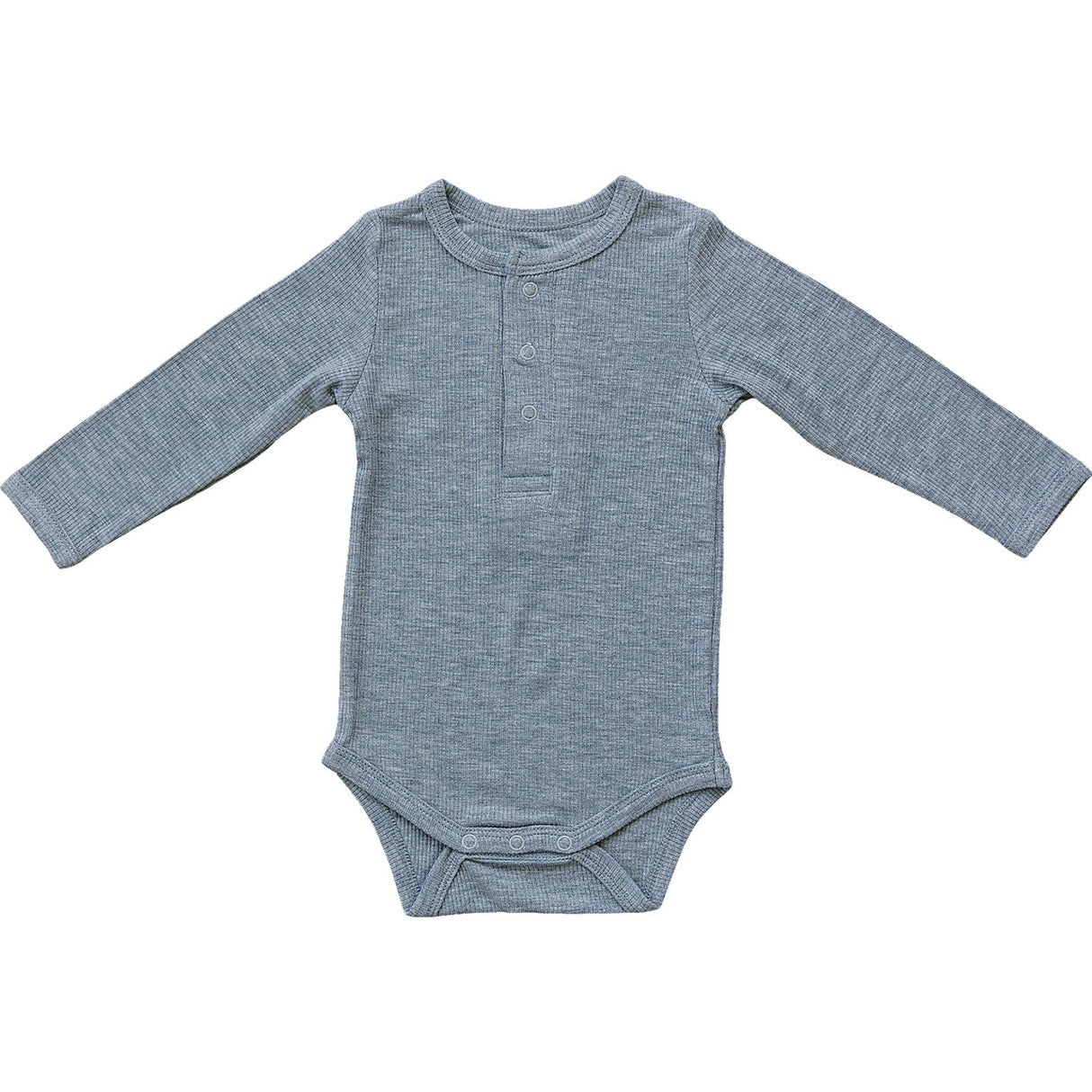 Heather Grey Bamboo Snap Long Sleeve Ribbed Bodysuit - HoneyBug 
