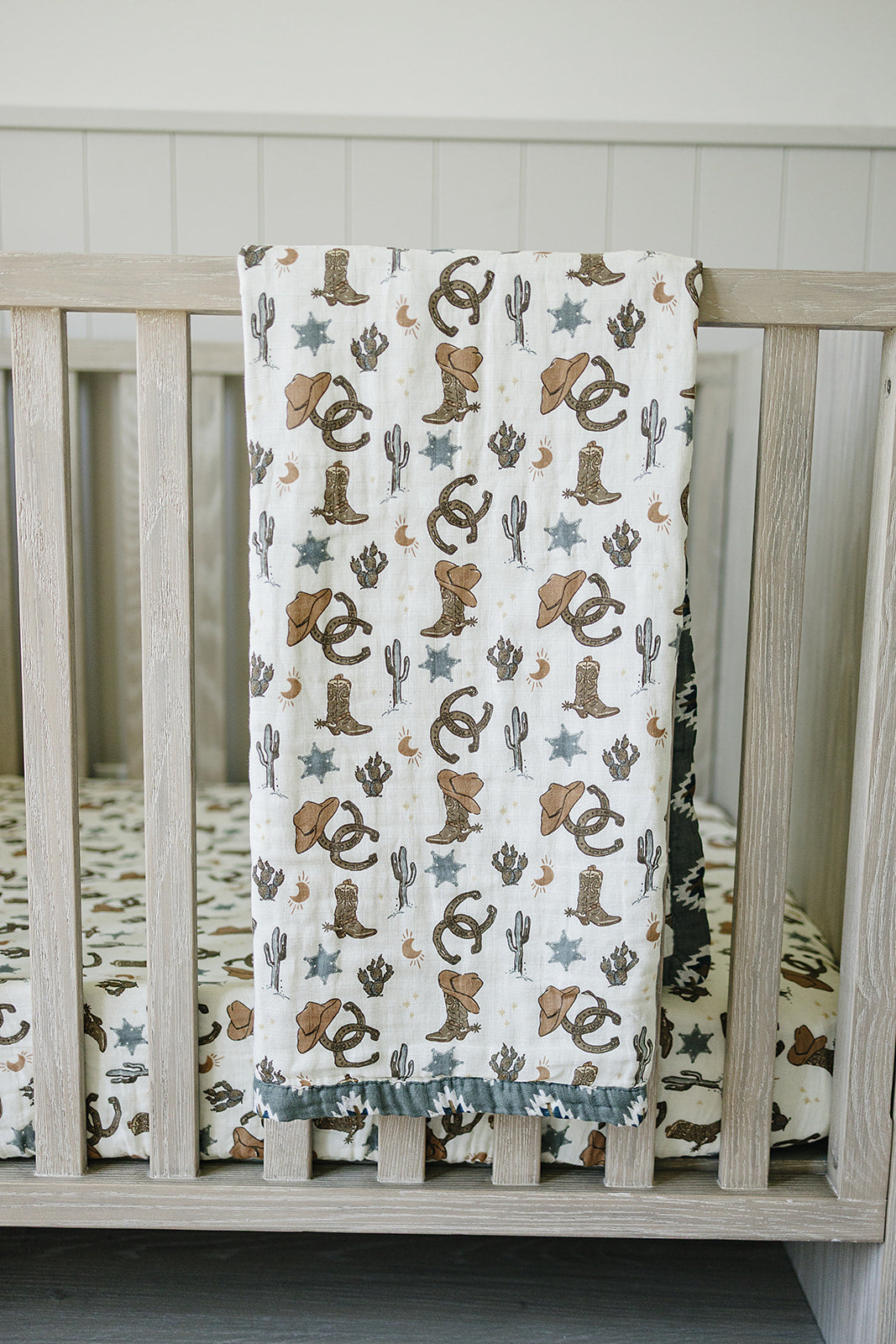 Outlaw Cowboy Muslin Crib Sheet - HoneyBug 