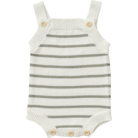 Sage Stripe Knit Bubble Romper - HoneyBug 