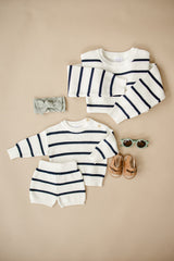 Navy Stripe Adult Knit Sweater - HoneyBug 
