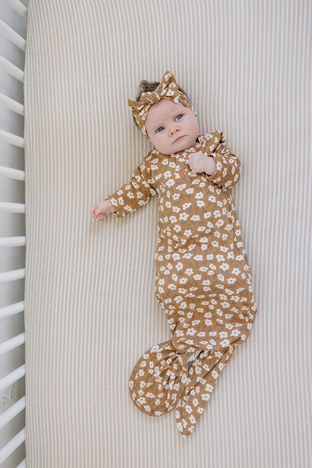 Mustard Floral Bamboo Head Wrap