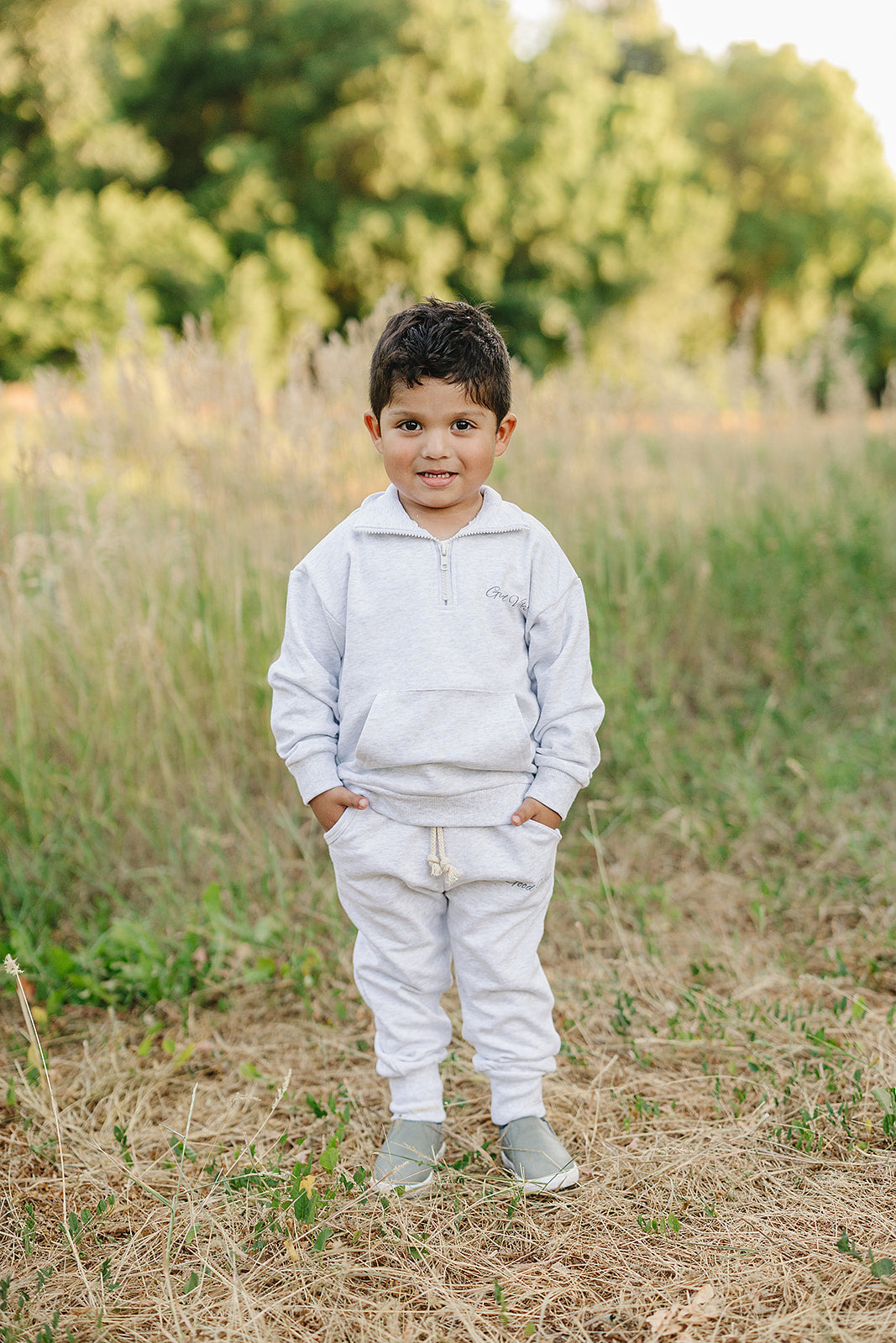 Good Vibes Quarter Zip French Terry Set - HoneyBug 