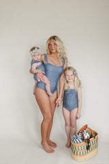 Navy Gingham Women’s One-Piece - HoneyBug 