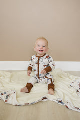 Construction Trucks Ribbed Bamboo Fleece Quilt - HoneyBug 