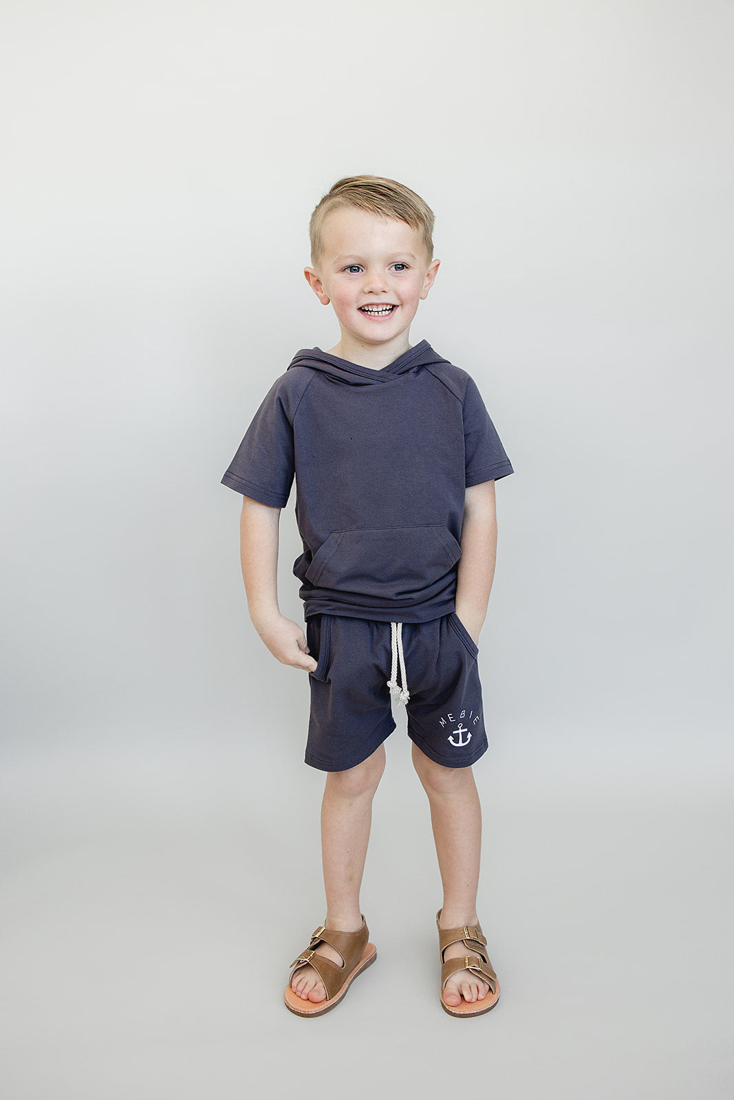 Slate Hooded Tee - HoneyBug 