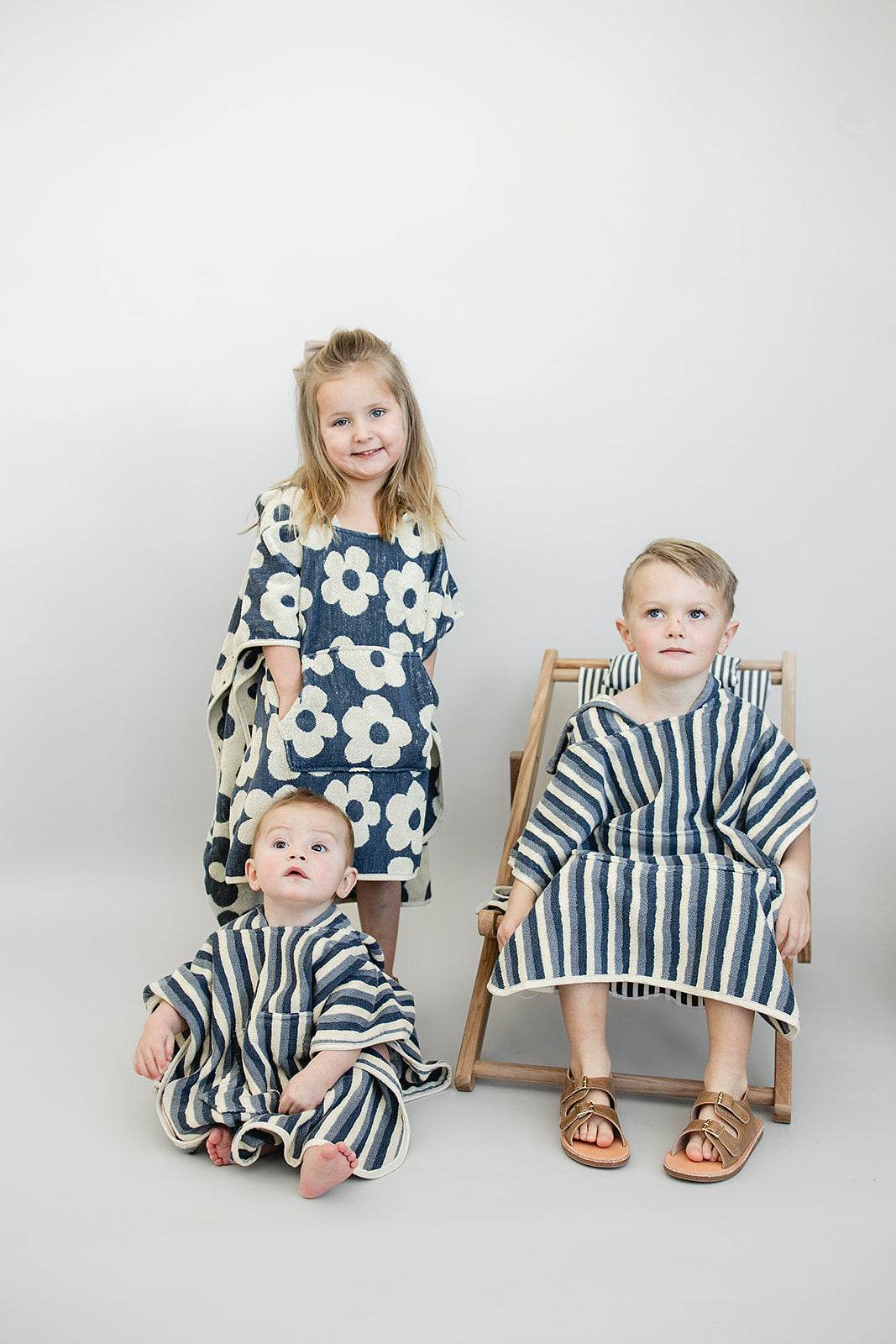 Blue Stripe Organic Cotton Beach Poncho - HoneyBug 