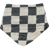 Charcoal Checkered Muslin Bib - HoneyBug 