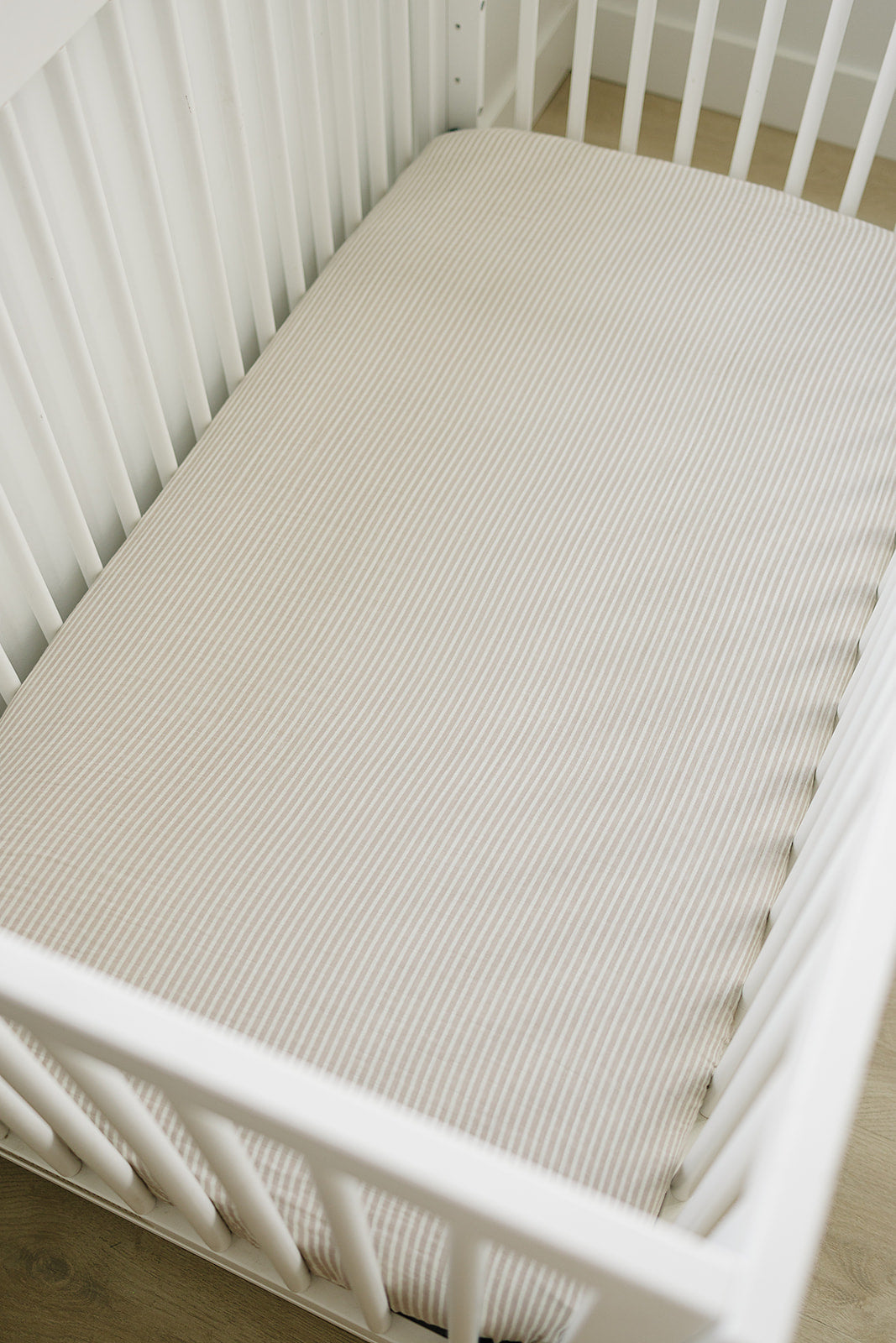 Taupe Stripe Muslin Crib Sheet